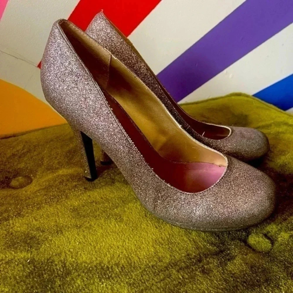 Madden Girl Multi color Glitter Platform‎ Heels Size 9.5 EUC!